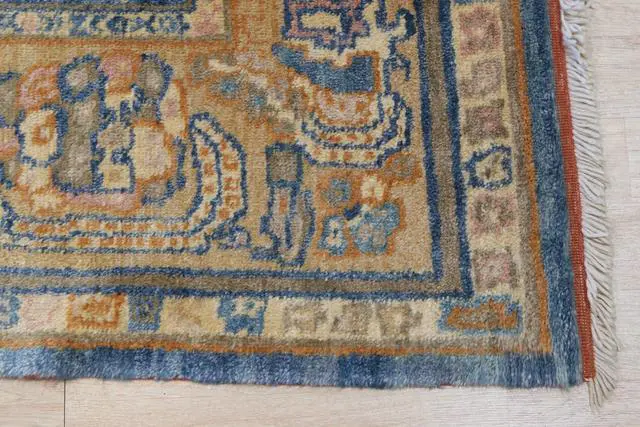 Alt view image 3 of 7 - Durable and Stylish Hand Knotted Wool P.Green / LT.FUSHIA Traditional Classic Kazak Collection Rectangular Area Rugs