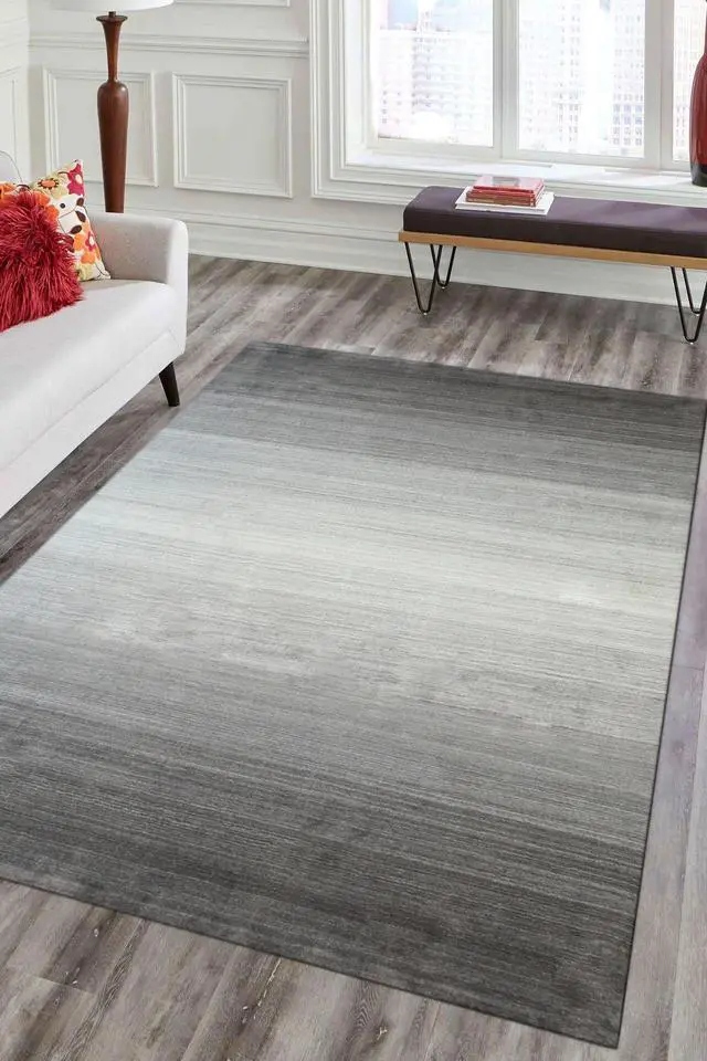 Main image of Handloomed Wool Brown Transitional Modern Rainbow Loom Rug, Made in India