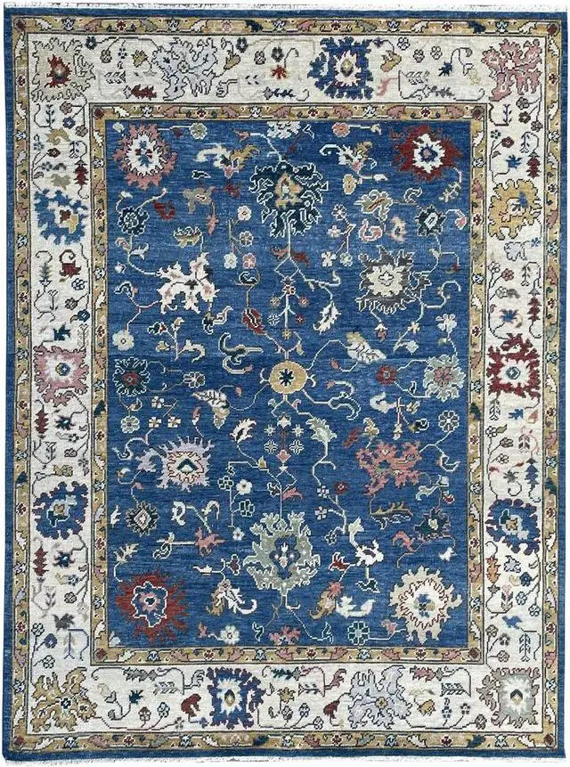 Alt view image 3 of 7 - Hand Knotted Wool R.BLUE / Beige Traditional Classic Colorful Mahal Classic Rug, Made in India