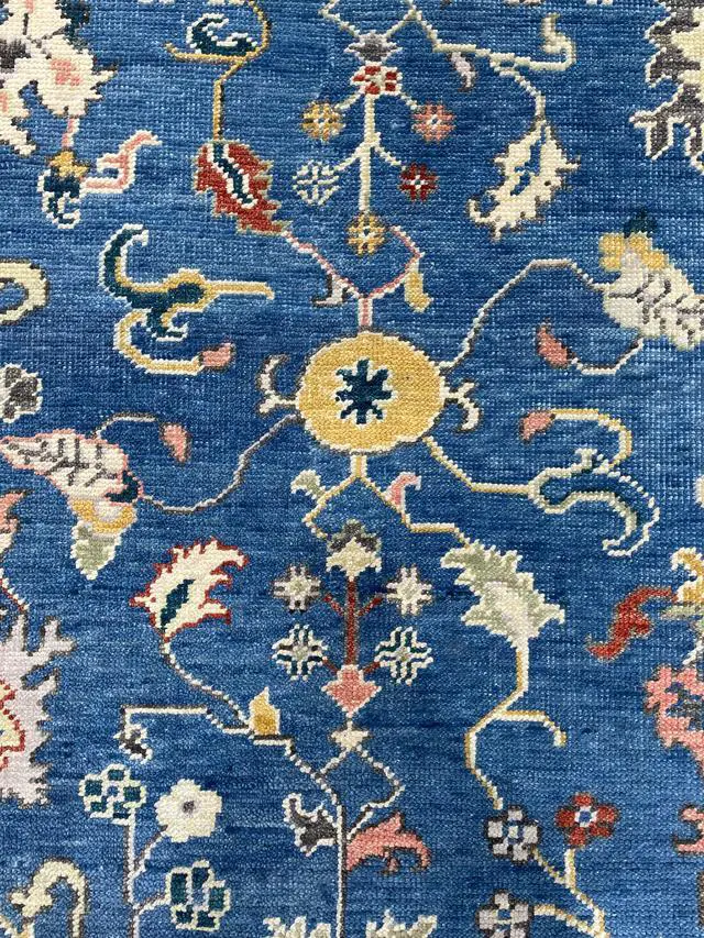 Alt view image 5 of 7 - Hand Knotted Wool R.BLUE / Beige Traditional Classic Colorful Mahal Classic Rug, Made in India