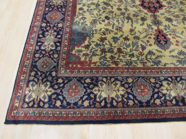 Alt view image 4 of 5 - Hand Knotted Wool Ivory Traditional Oriental Mohtasham Rug, Made in India