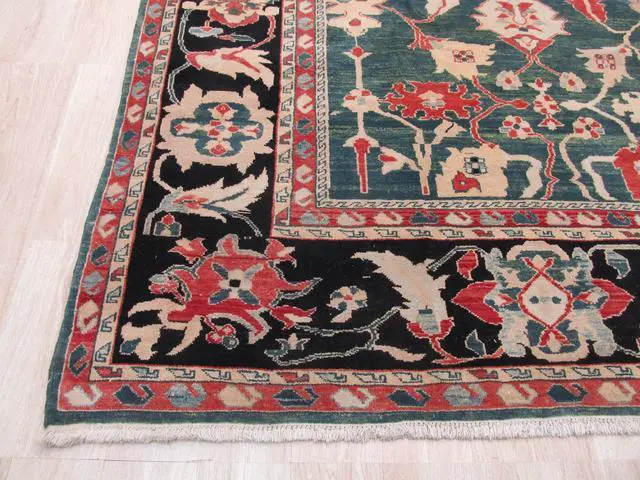 Alt view image 3 of 5 - Hand Knotted Wool Blue Traditional Geometric Bergama Rug, Made in India