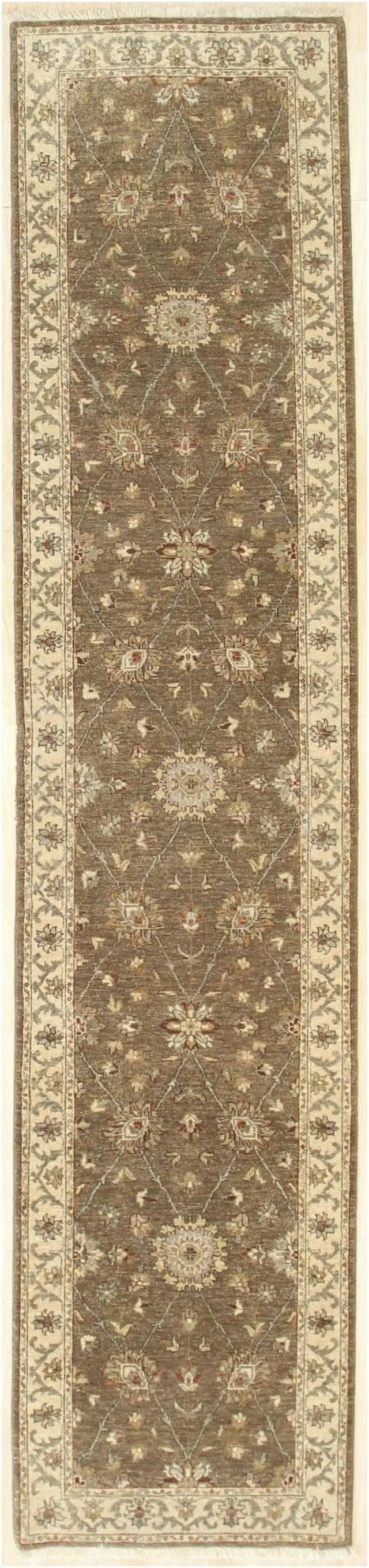Alt view image 2 of 5 - Brown Hand Knotted Wool Traditional Agra Rug, Made in India