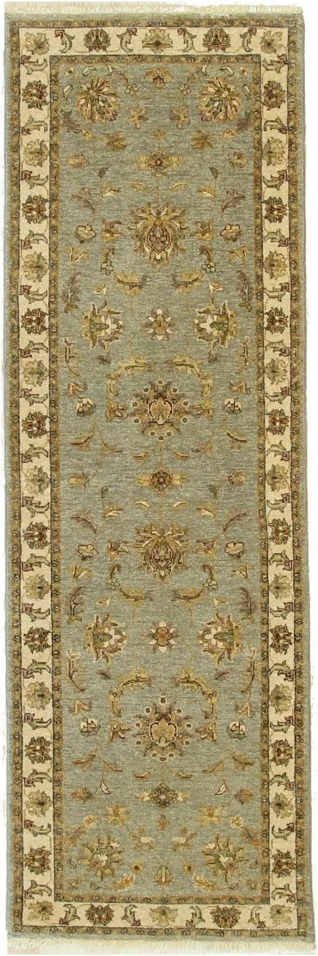 Alt view image 2 of 5 - Gray/blue/Green Hand Knotted Wool Traditional Oriental Agra Rug, Made in India