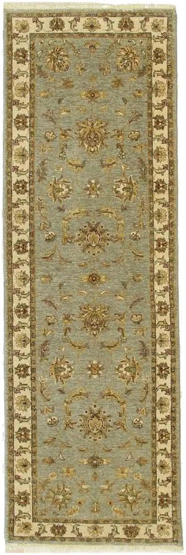Alt view image 3 of 5 - Gray/blue/Green Hand Knotted Wool Traditional Oriental Agra Rug, Made in India