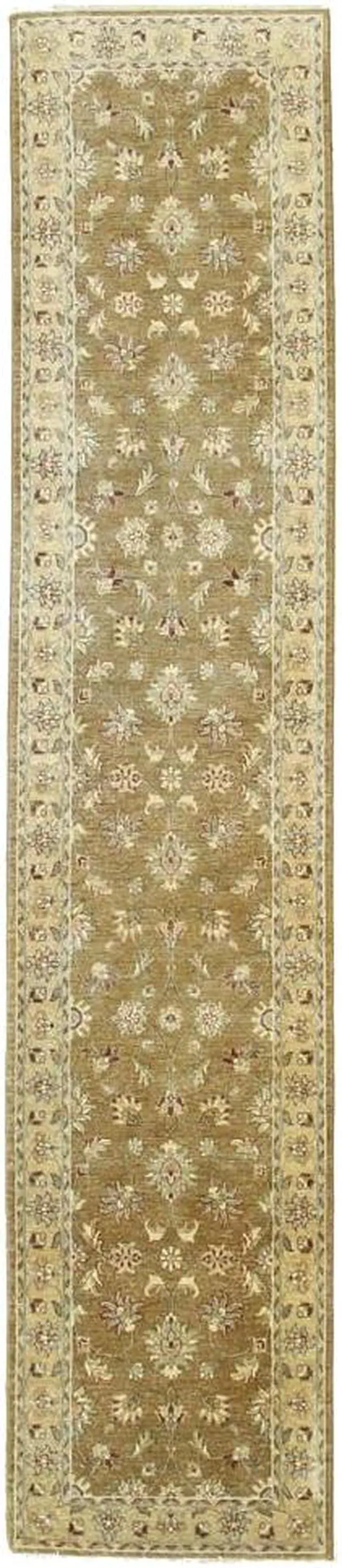 Alt view image 3 of 5 - Gold/mustard Hand Knotted Wool Traditional Oriental Agra Rug, Made in India