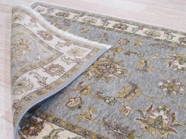 Alt view image 5 of 5 - Gray/blue/Green Hand Knotted Wool Traditional Oriental Agra Rug, Made in India