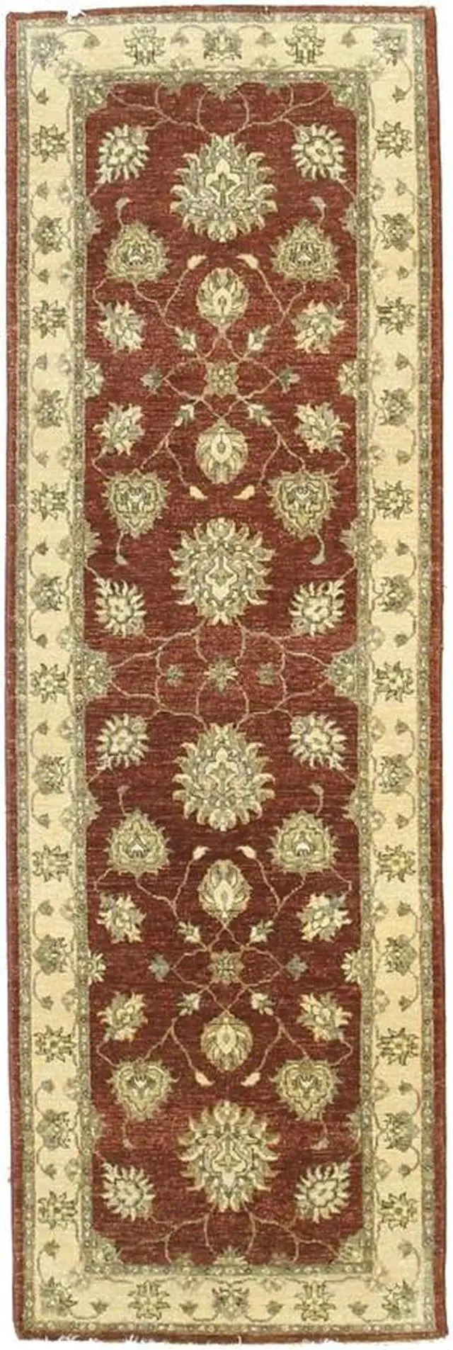Alt view image 3 of 5 - Red/Ivory Hand Knotted Wool Traditional Oriental Agra Rug, Made in India