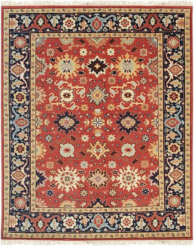 Alt view image 3 of 6 - Hand Knotted Wool Red Traditional Oriental Mahal Rug, Made in India