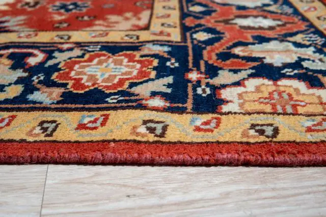 Alt view image 5 of 6 - Hand Knotted Wool Red Traditional Oriental Mahal Rug, Made in India