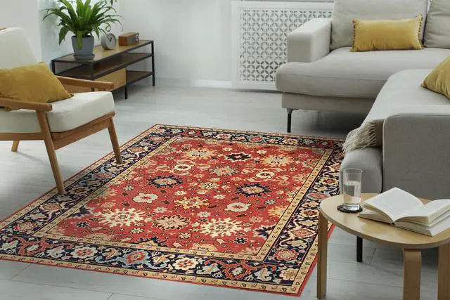 Main image of Hand Knotted Wool Red Traditional Oriental Mahal Rug, Made in India