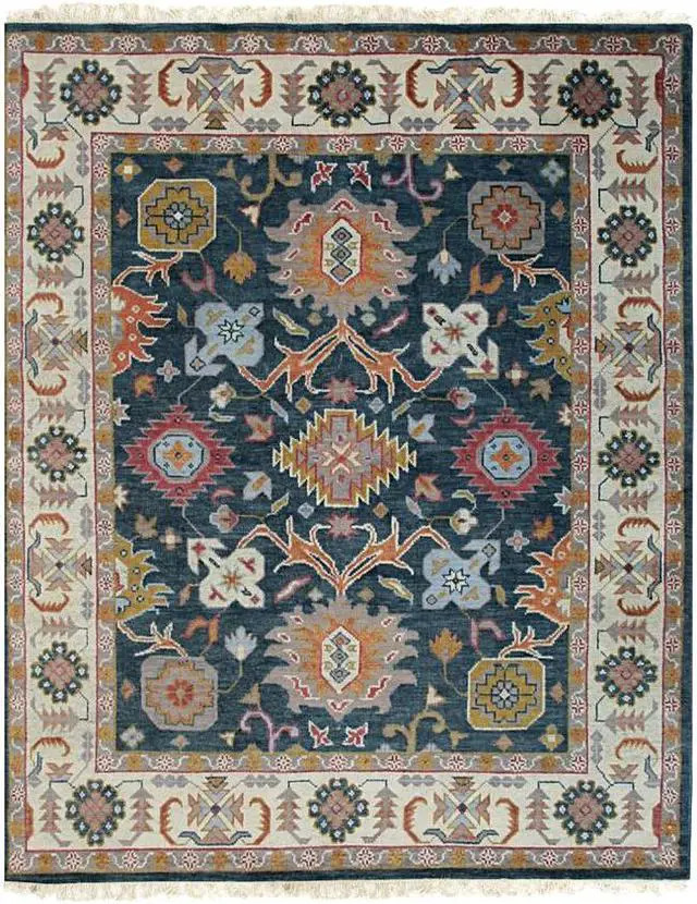 Alt view image 3 of 5 - Hand Knotted Wool Charcoal Traditional Classic Colorful Oushak Classic Rug, Made in India