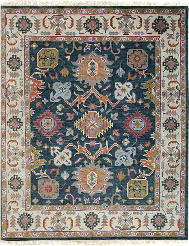 Alt view image 2 of 5 - Hand Knotted Wool Charcoal Traditional Classic Colorful Oushak Classic Rug, Made in India