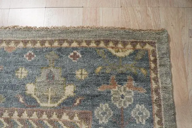 Alt view image 3 of 7 - Light Blue Classic Oriental Oushak Area Rug, Made in India