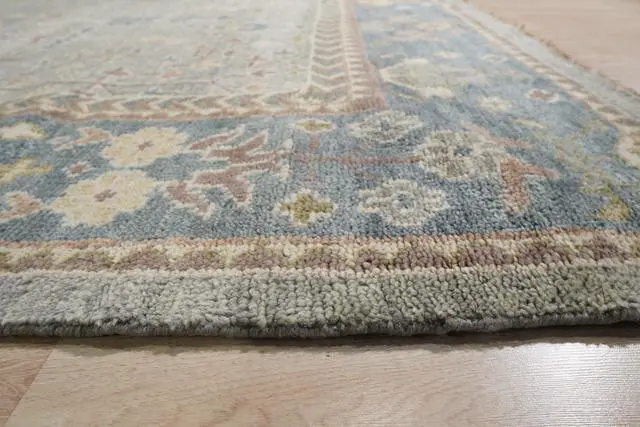 Alt view image 4 of 7 - Light Blue Classic Oriental Oushak Area Rug, Made in India