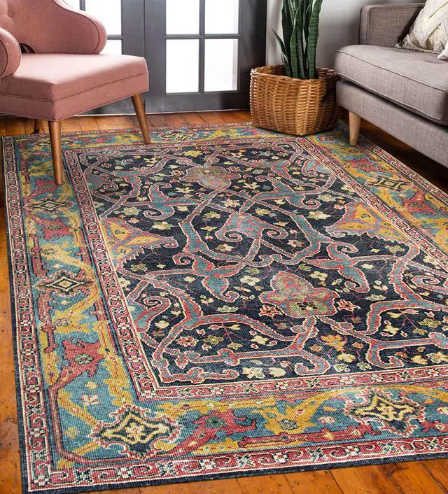 Main image of Hand Knotted Wool Blue Classic Oriental Bidjar Rug, Made in India