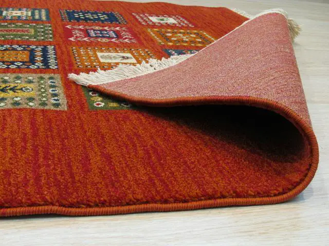 Alt view image 5 of 6 - Rust Bohemian Oriental Gabbeh Rug, Made in India