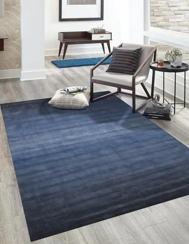 Main image of Hand-Tufted Wool Blue Transitional Abstract Horizon Rug, Made in India