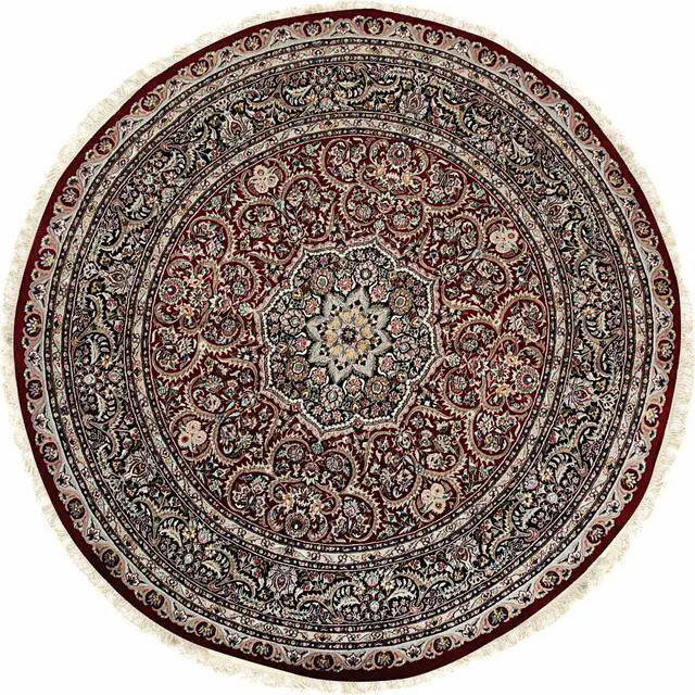 Main image of Hand Knotted Wool Red Traditional Medallion Finely Woven Indo Tabriz Rug, Made in India