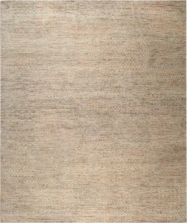 Alt view image 2 of 6 - Hand-Knotted Natural Silk Gold Mix Contemporary Solid Color Natural Silk Grass Design Rug, Made in India