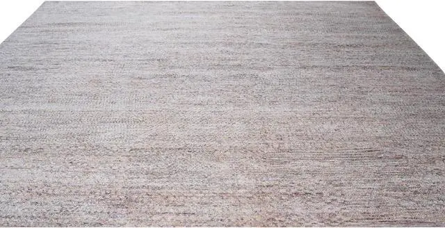 Alt view image 6 of 6 - Hand-Knotted Natural Silk Gold Mix Contemporary Solid Color Natural Silk Grass Design Rug, Made in India