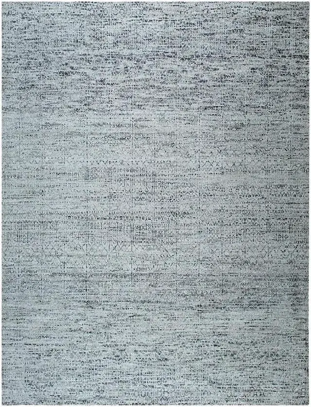 Alt view image 3 of 7 - Hand-Knotted Natural Silk Grey Mix Contemporary Solid Color Natural Silk Grass Design Rug, Made in India