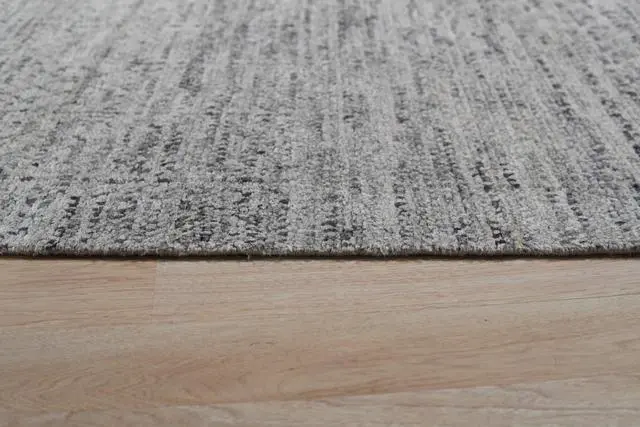 Alt view image 5 of 7 - Hand-Knotted Natural Silk Grey Mix Contemporary Solid Color Natural Silk Grass Design Rug, Made in India