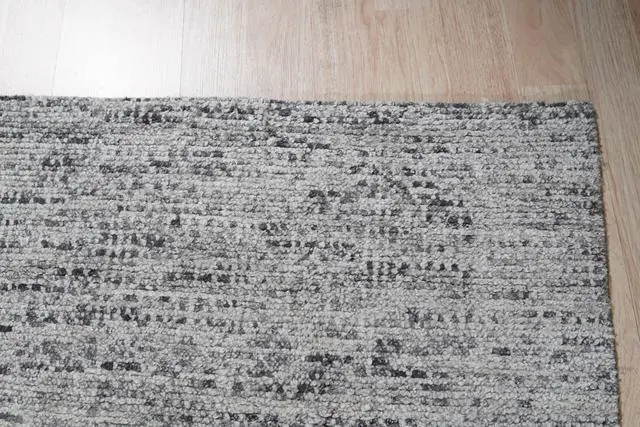 Alt view image 6 of 7 - Hand-Knotted Natural Silk Grey Mix Contemporary Solid Color Natural Silk Grass Design Rug, Made in India