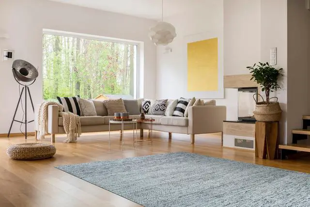 Main image of Hand-Knotted Natural Silk Grey Mix Contemporary Solid Color Natural Silk Grass Design Rug, Made in India