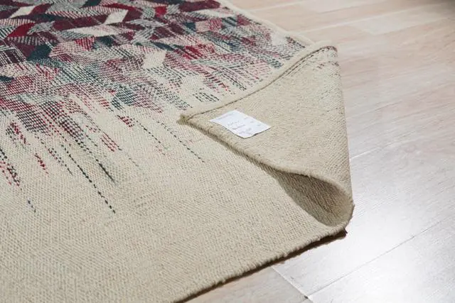 Alt view image 4 of 6 - Hand-Knotted Wool Multi Contemporary Modern Modern Flat Weave Rug
