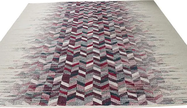 Alt view image 6 of 6 - Hand-Knotted Wool Multi Contemporary Modern Modern Flat Weave Rug