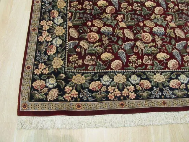 Alt view image 4 of 5 - Hand Knotted Wool Red Traditional Floral Pak-Persian Rug, Made in India