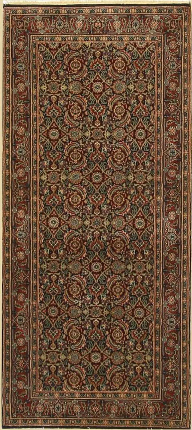Alt view image 3 of 6 - Navy/Rust Hand Knotted Wool Traditional Oriental Herati Rug, Made in India
