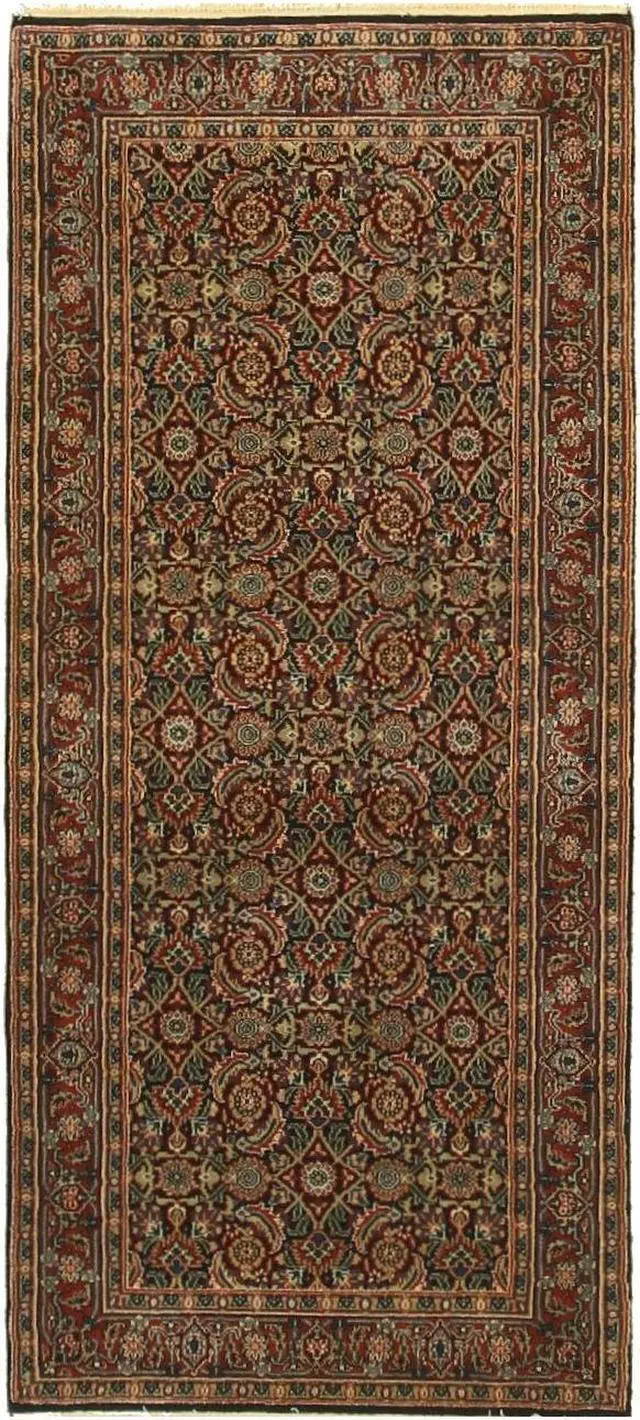 Alt view image 2 of 6 - Navy/Rust Hand Knotted Wool Traditional Oriental Herati Rug, Made in India