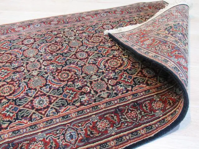 Alt view image 4 of 6 - Navy/Rust Hand Knotted Wool Traditional Oriental Herati Rug, Made in India