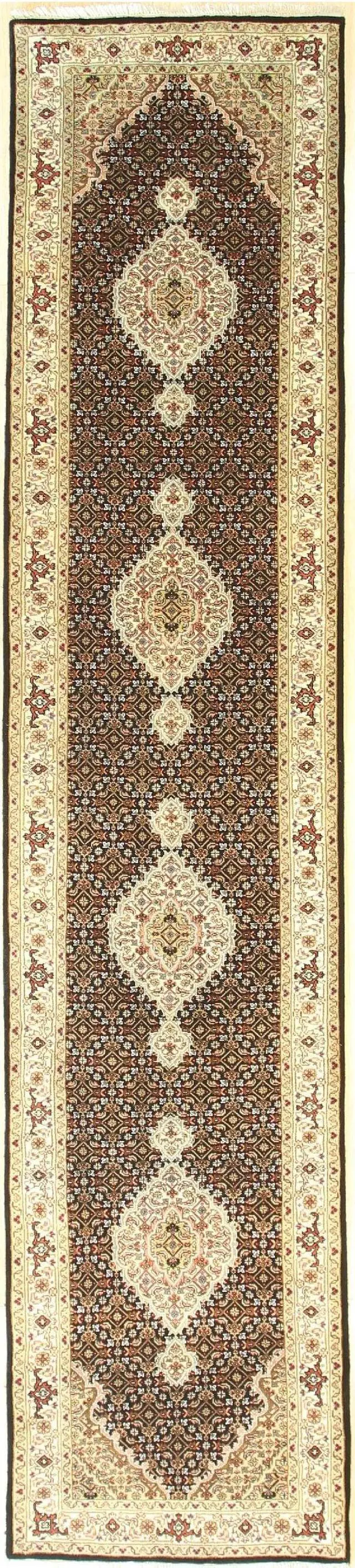 Alt view image 2 of 6 - Black/Red Hand Knotted Wool Traditional Mahi Tabriz Rug, Made in India