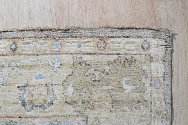 Alt view image 6 of 7 - Hand-Knotted Natural Silk Grey/Light Olive Classic Floral Natural Silk Oushak Rug, Made in India