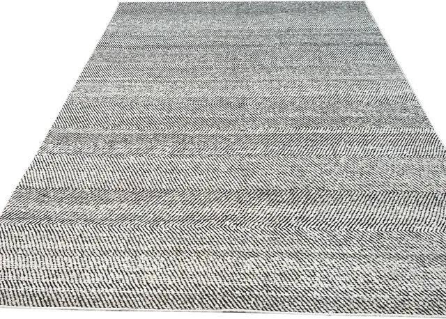 Alt view image 5 of 7 - Hand-Knotted Wool Natural White Modern Contemporary flatweave Rug, Made in India