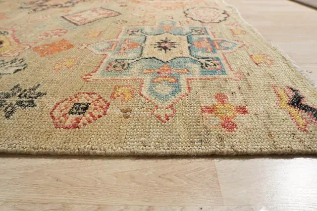 Alt view image 6 of 6 - Hand-Knotted Wool Ivory Classic Traditional Heriz Serapi Bakhshish Rug, Made in India