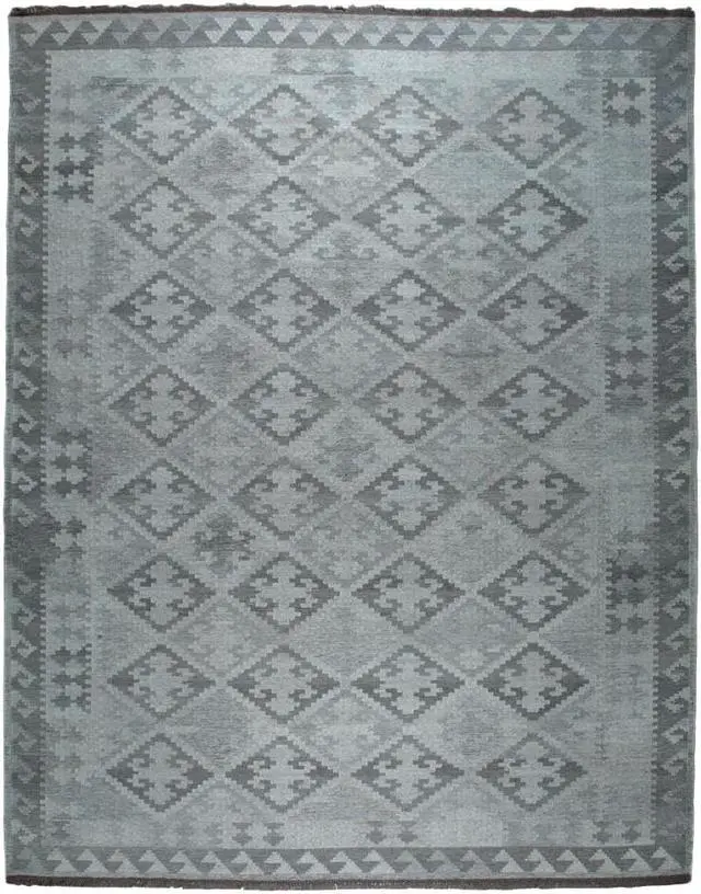 Alt view image 3 of 7 - Natural Grey Geometric Contemporary Modern Flat Weave Area Rug, Made in India