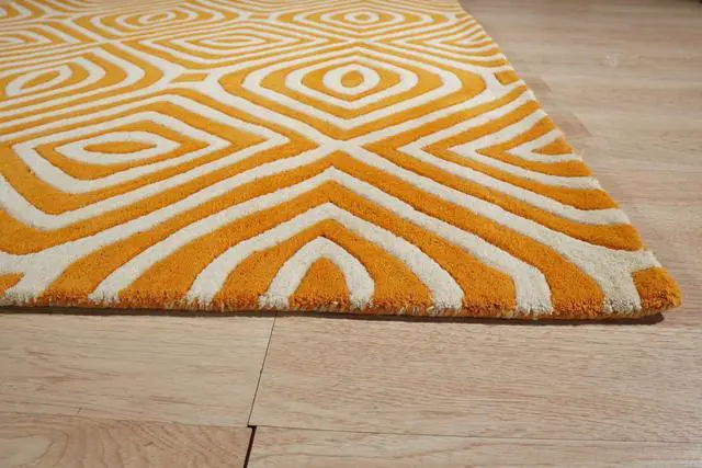 Alt view image 5 of 7 - Light Orange Modern Contemporary Modern Tufted Stripes Area Rug, Made in India
