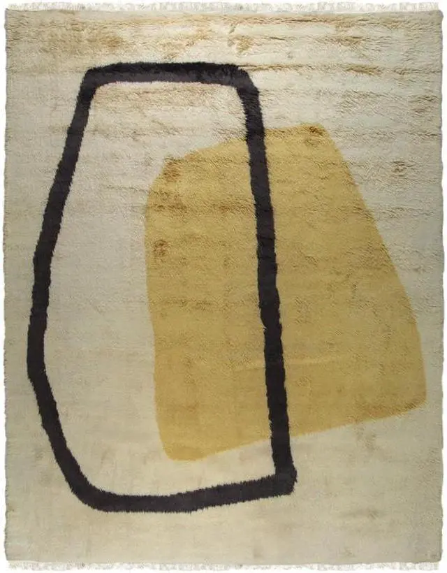 Alt view image 3 of 7 - Yellow Contemporary Abstract Art Deco Area Rug, Made in India