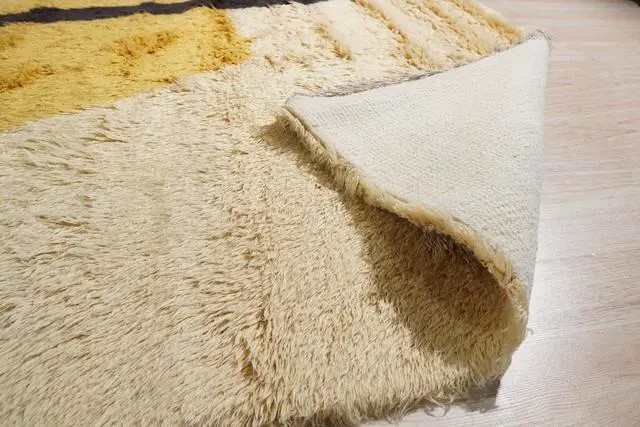 Alt view image 6 of 7 - Yellow Contemporary Abstract Art Deco Area Rug, Made in India