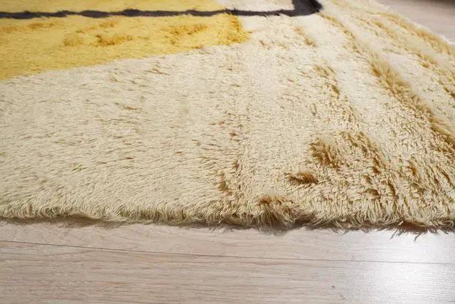 Alt view image 7 of 7 - Yellow Contemporary Abstract Art Deco Area Rug, Made in India