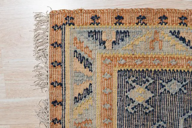 Alt view image 3 of 6 - Vintage Blue Medallion Kilim Rug
