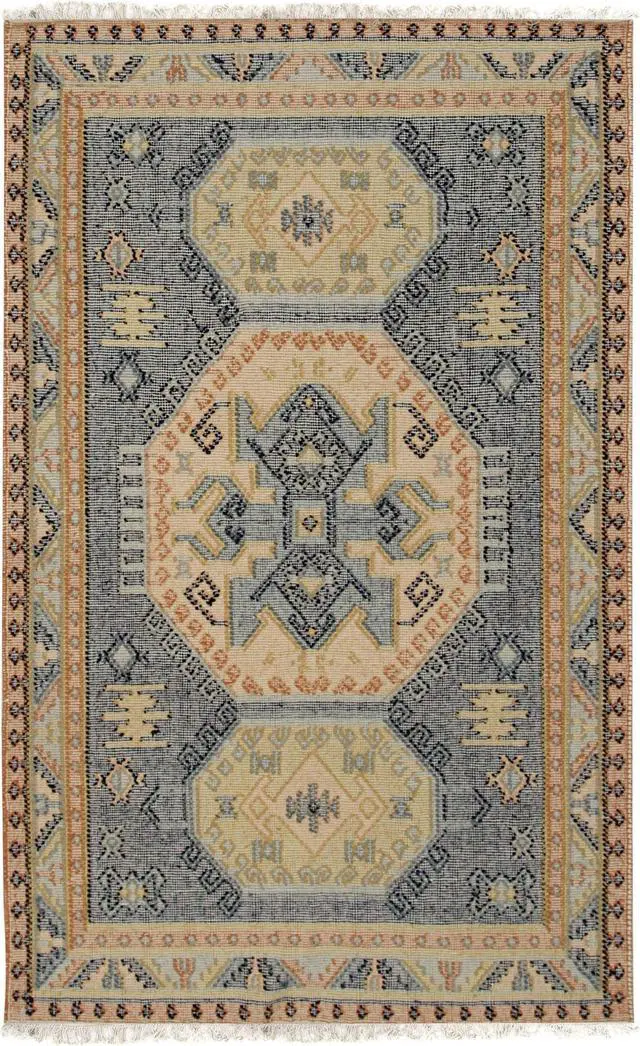 Main image of Vintage Blue Medallion Kilim Rug