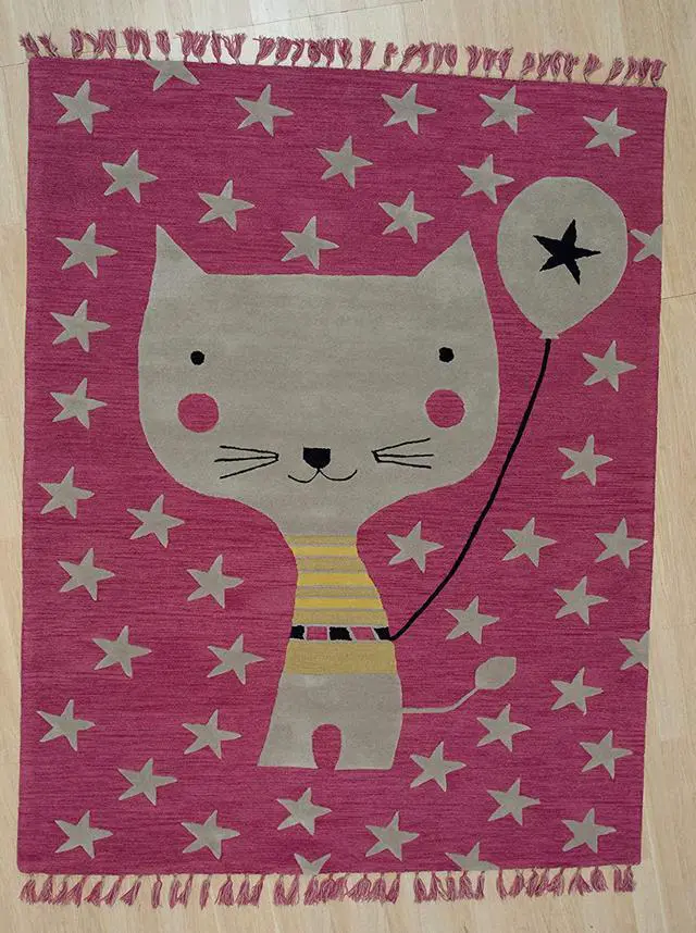 Alt view image 4 of 4 - Hand-Tufted Wool Pink Transitional Animal Children Tufted Rug, Made in India