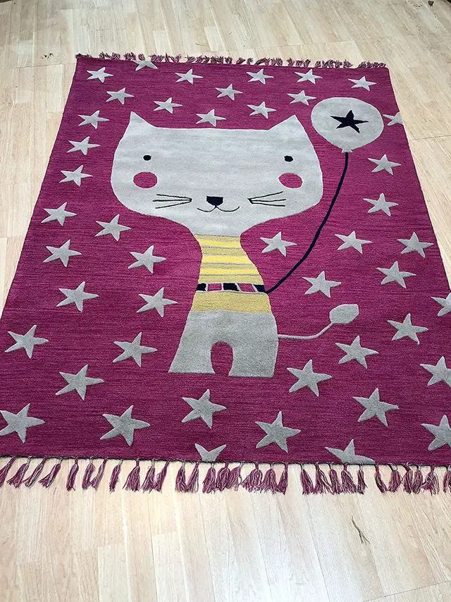 Alt view image 2 of 4 - Hand-Tufted Wool Pink Transitional Animal Children Tufted Rug, Made in India