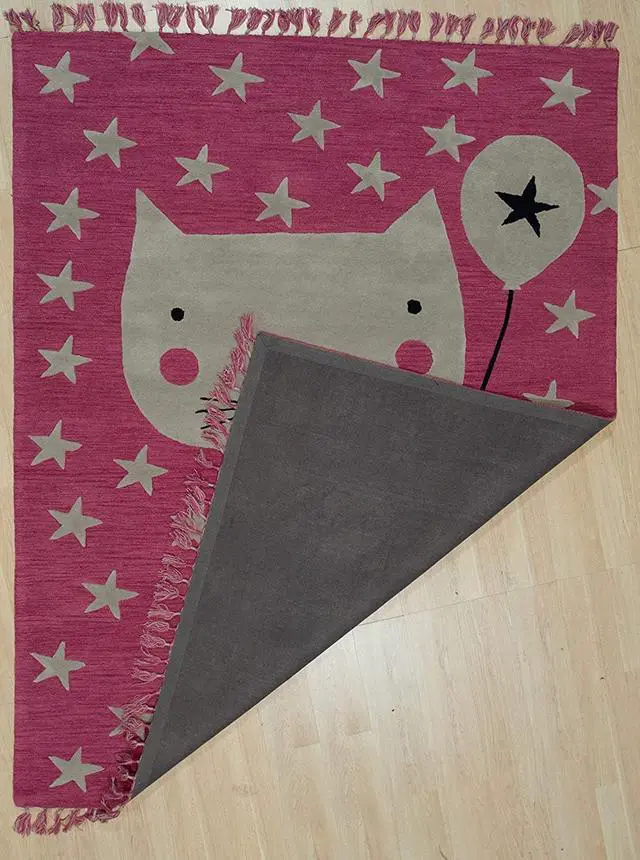 Alt view image 3 of 4 - Hand-Tufted Wool Pink Transitional Animal Children Tufted Rug, Made in India
