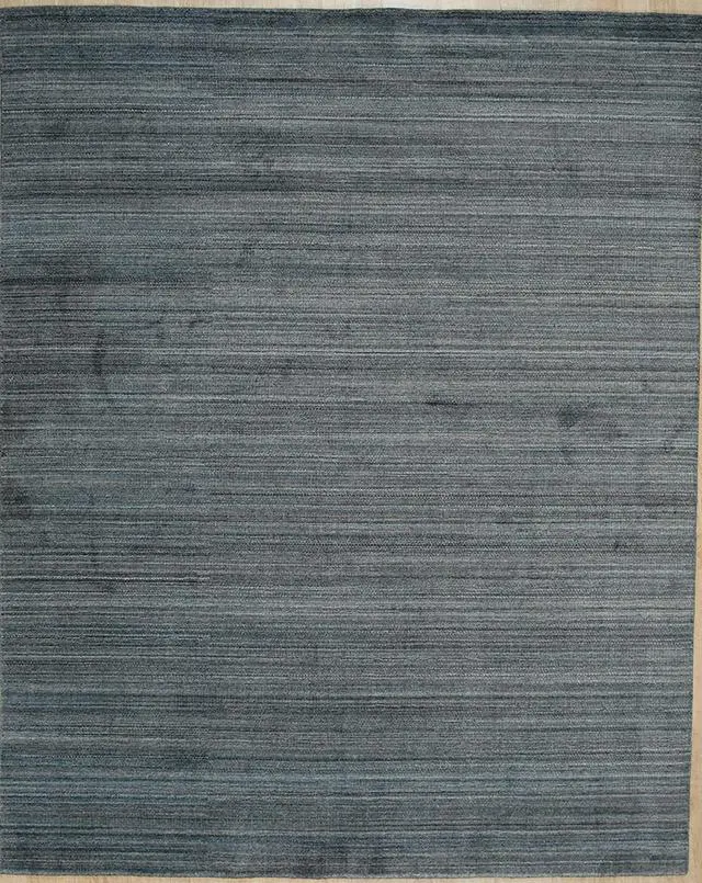 Alt view image 2 of 5 - Handloomed Wool Blue Contemporary Transitional Super Grass Rug, Made in India